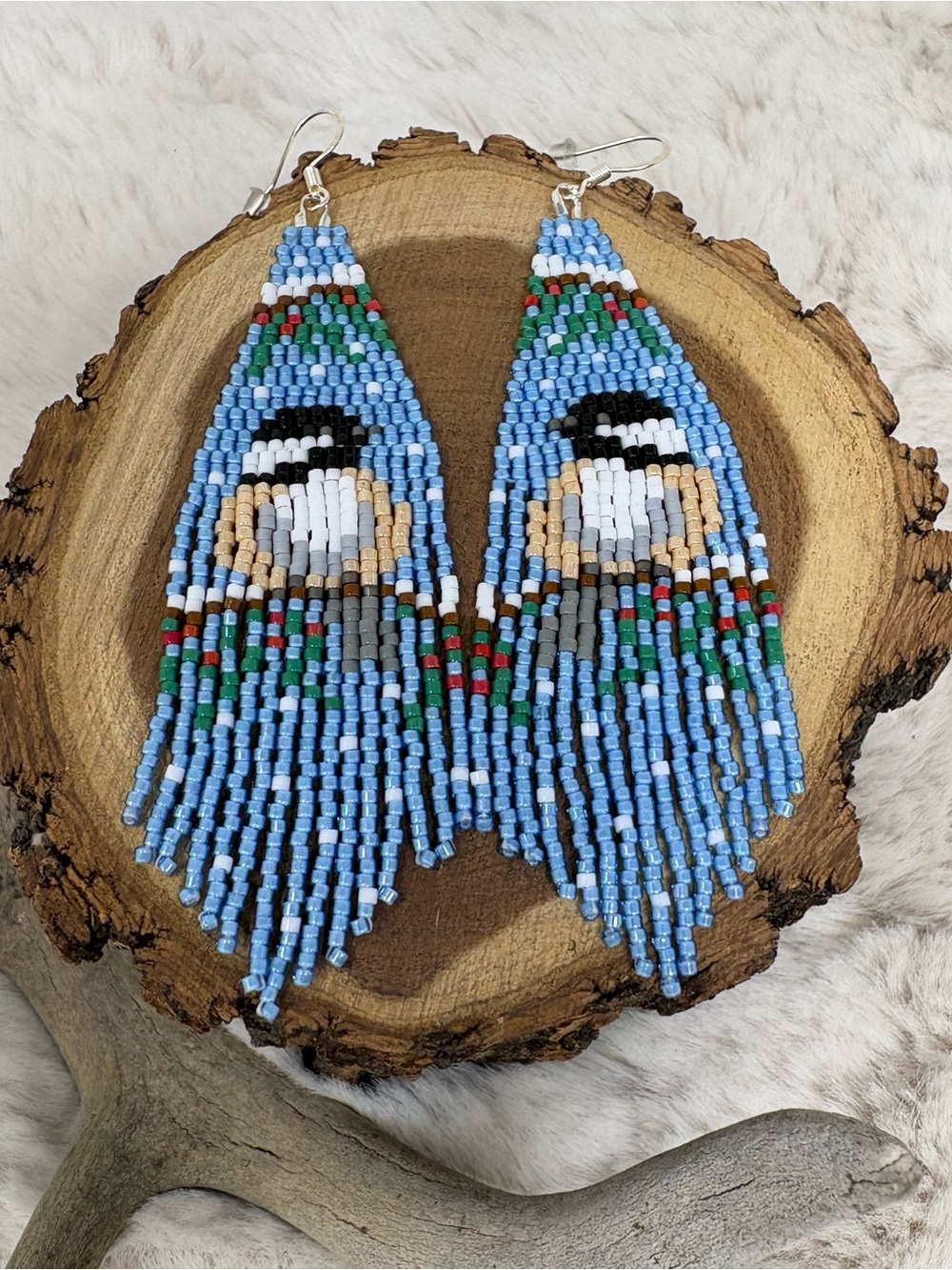 Beaded Fringe Chickadee Earrings